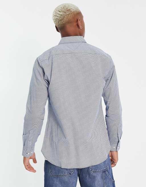 Tommy Hilfiger - Chemise bicolore coupe classique à petit imprimé - Bleu foncé, 2 de 4