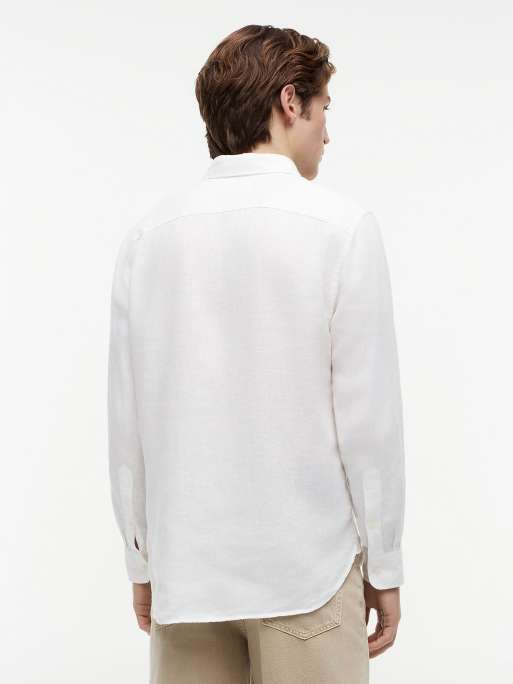 Tommy Hilfiger - Chemise classique en pur lin - Blanc délavé, 4 de 6
