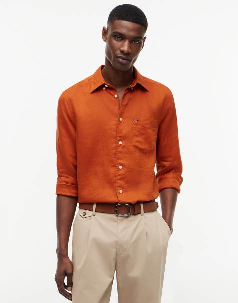 Tommy Hilfiger - Chemise coupe classique en pur lin - Orange délavé - view 1