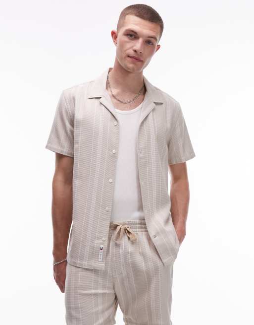 Tommy Hilfiger - Chemise coupe classique texturée à manches courtes - Beige