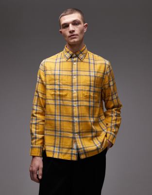 Tommy Hilfiger - Chemise décontractée à carreaux en sergé avec manches longues - Jaune