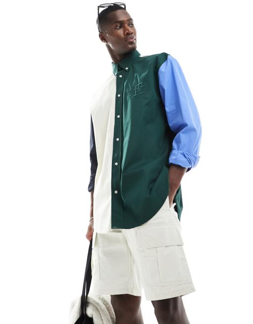 Tommy Hilfiger - Chemise effet color block - Vert/bleu marine