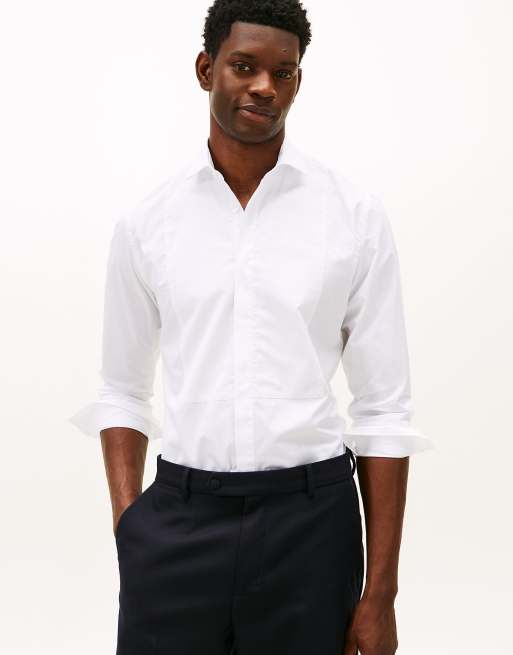 Tommy Hilfiger - Chemise élégante casual de smoking coupe classique - Blanc