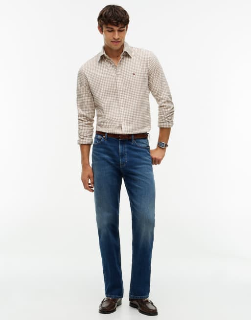 Tommy Hilfiger chemise en flanelle dobby à carreaux coupe regular en taupe côtier, 2 de 6
