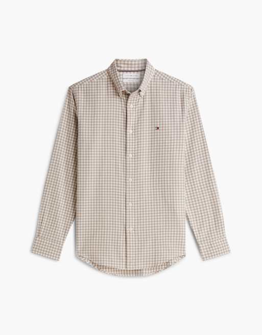 Tommy Hilfiger chemise en flanelle dobby à carreaux coupe regular en taupe côtier, 5 de 6