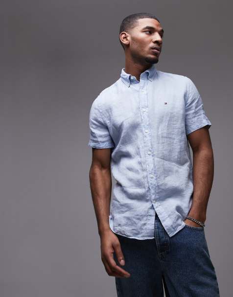 Tommy Hilfiger - Chemise en lin à manches courtes - Bleu pâle - view 1