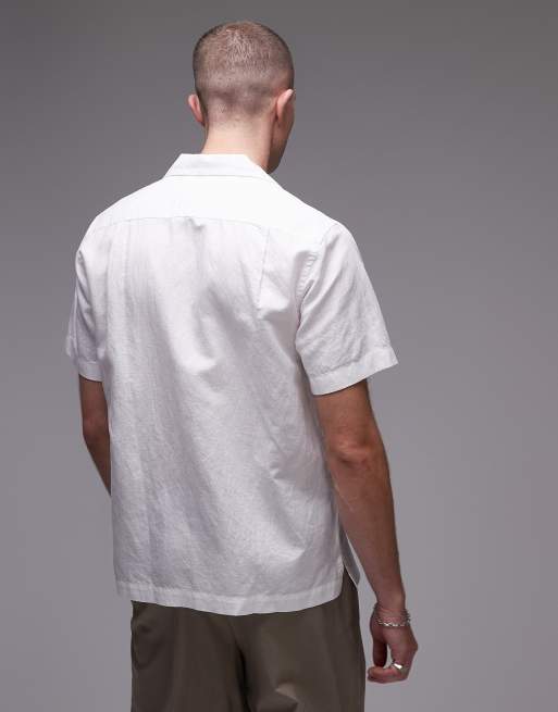 Tommy Hilfiger - Chemise en lin mélangé à manches courtes - Blanc, 4 de 4