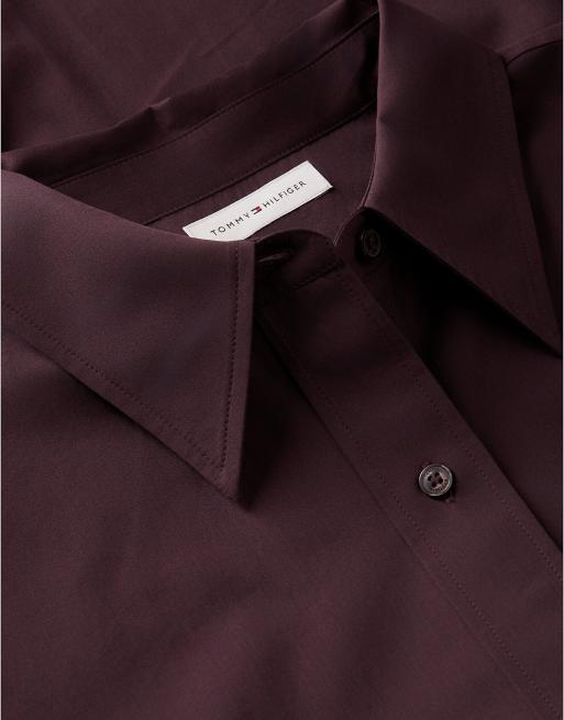Tommy Hilfiger chemise en popeline coupe décontractée à double poignet couleur chocolat, 6 de 6