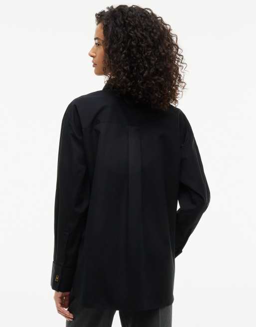Tommy Hilfiger chemise en popeline noire coupe relaxed à double poignet, 4 de 6
