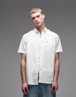 Tommy Hilfiger - Chemise Oxford légère à manches courtes - Blanc