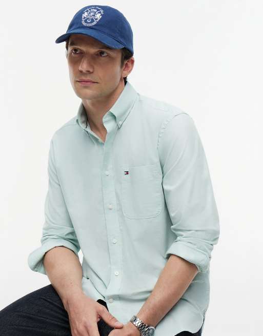 Tommy Hilfiger - Chemise Oxford légère boutonnée coupe slim - Vert clair, 3 de 5