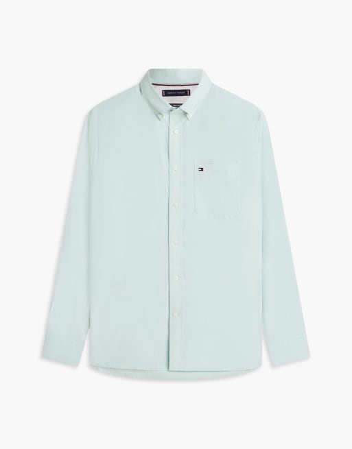 Tommy Hilfiger - Chemise Oxford légère boutonnée coupe slim - Vert clair, 5 de 5
