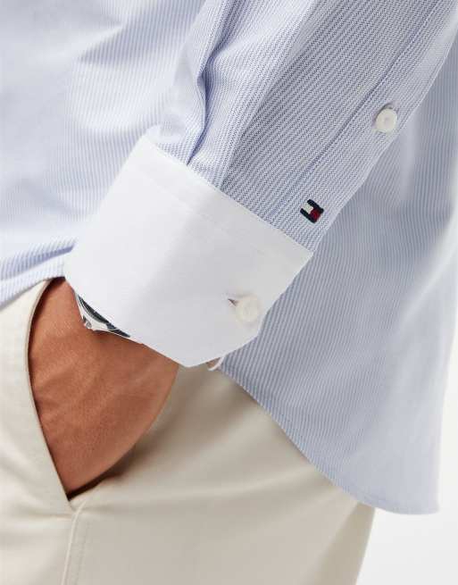 Tommy Hilfiger chemise regular à col contrastant New York Label, bleu spell / blanc, 3 de 6