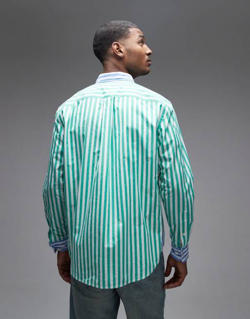 Tommy Hilfiger - Chemise toucher papier à rayures - Vert et bleu, 3 de 5