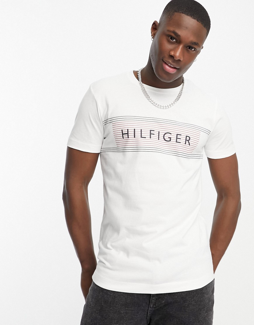Tommy Hilfiger chest corp stripe logo t-shirt in white