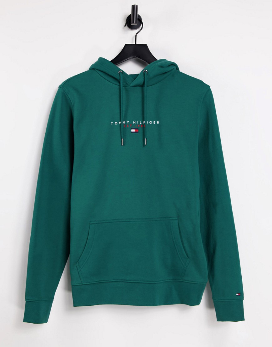 Tommy Hilfiger chest flag logo essential hoodie in rural green