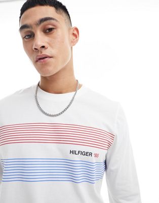 Tommy Hilfiger chest hilfiger 85 long sleeve t-shirt in white