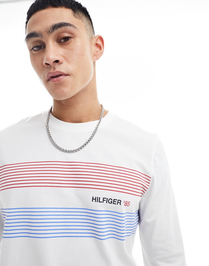 Tommy Hilfiger chest hilfiger 85 long sleeve t-shirt in white