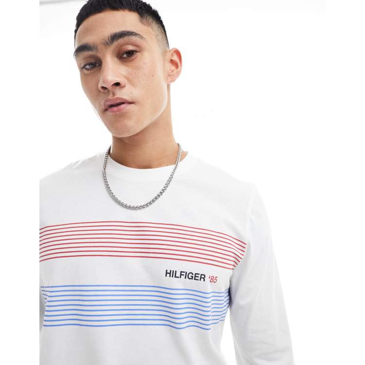 Tommy Hilfiger chest hilfiger 85 long sleeve t shirt in white ASOS