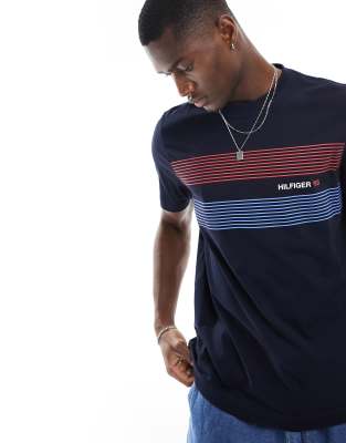 Tommy Hilfiger Tommy Hilfiger chest hilfiger 85 t-shirt in navy