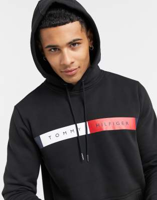 tommy hilfiger logo hoodie black
