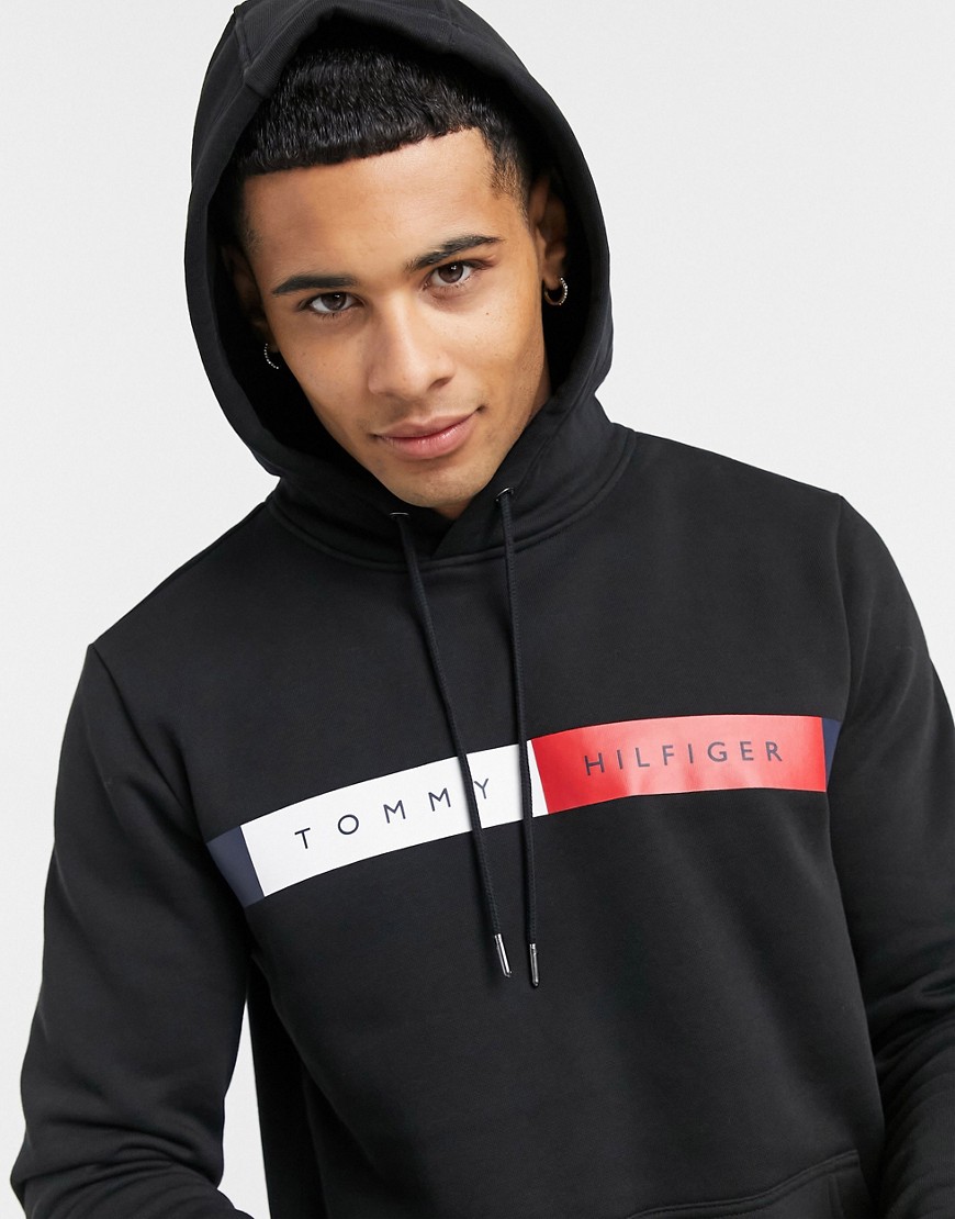 Tommy Hilfiger chest icon logo hoodie in black