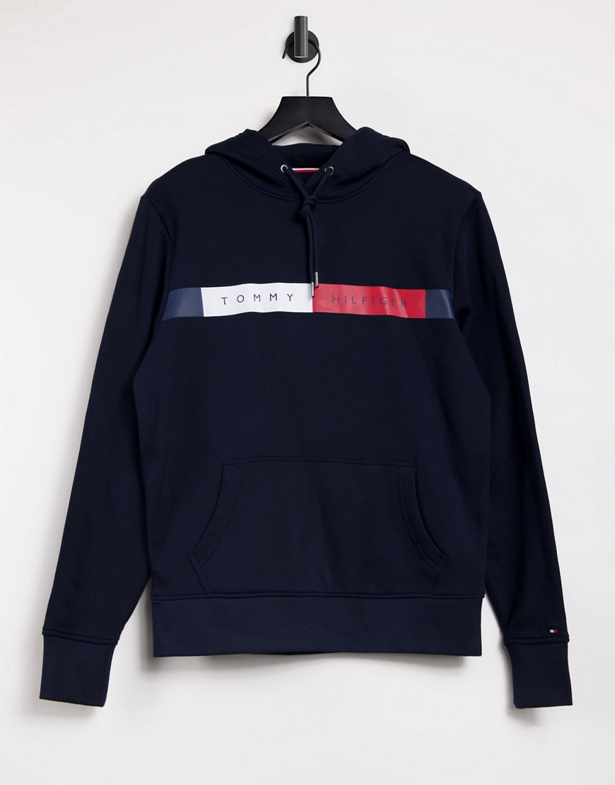 Tommy Hilfiger chest icon logo hoodie in navy