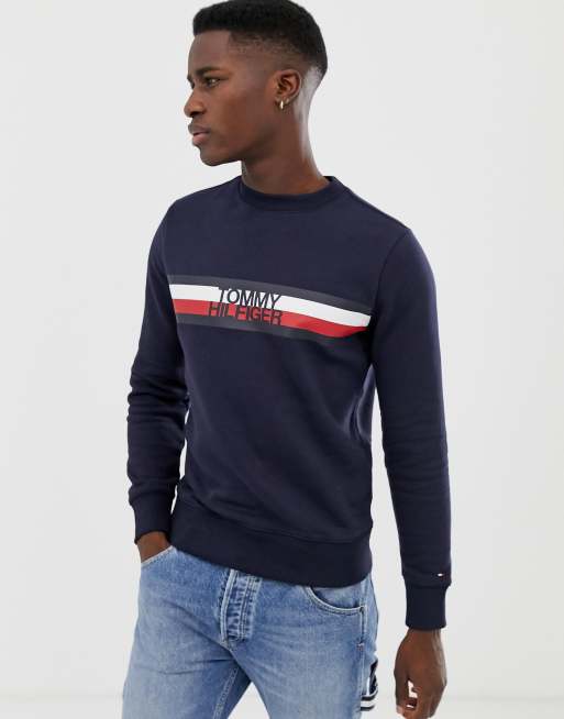 Tommy hilfiger 2024 logo stripe sweatshirt