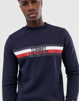 tommy hilfiger stripe logo sweatshirt