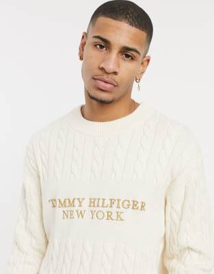 beige tommy hilfiger jumper