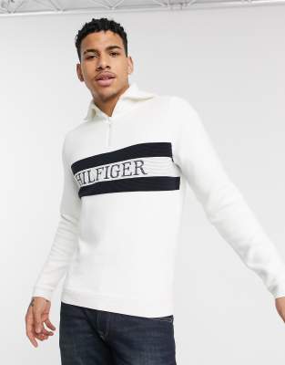 tommy hilfiger white jumper mens