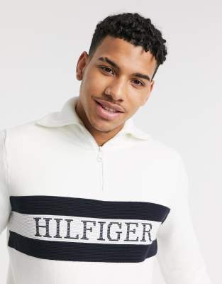 tommy hilfiger zipped mock neck jumper