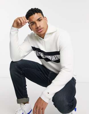 tommy hilfiger zipped mock neck jumper