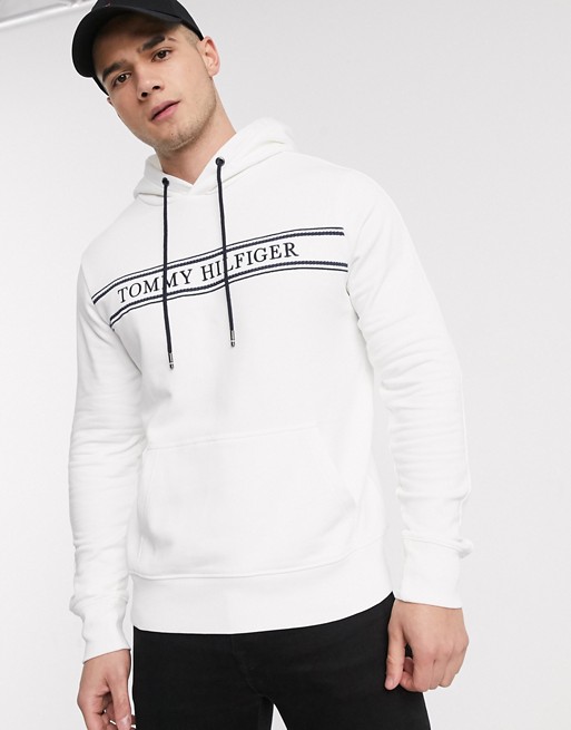 Tommy Hilfiger chest logo panel hoodie in white