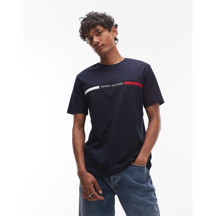 Tommy Hilfiger chest logo t-shirt in navy | ASOS