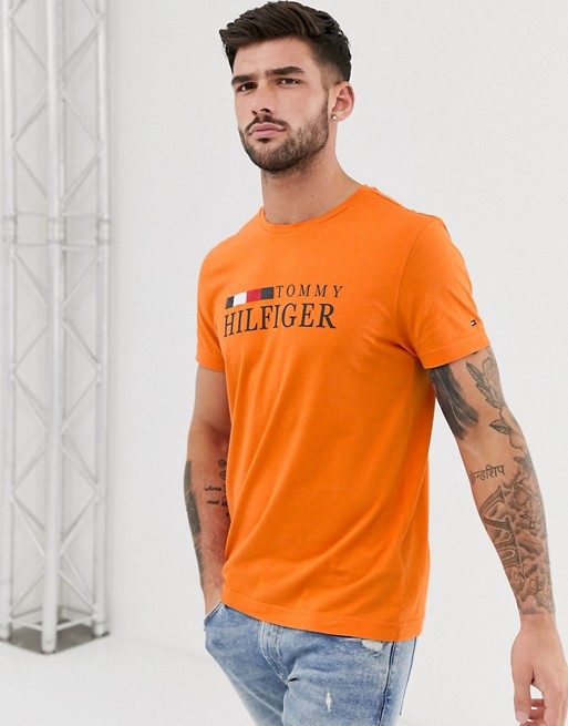 Tommy Hilfiger chest logo t-shirt in orange