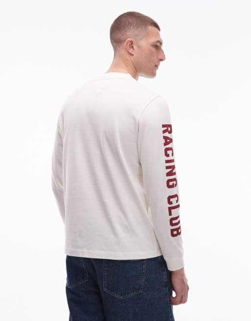 Tommy Hilfiger chest racing logo long sleeve t-shirt in white, 3 of 5
