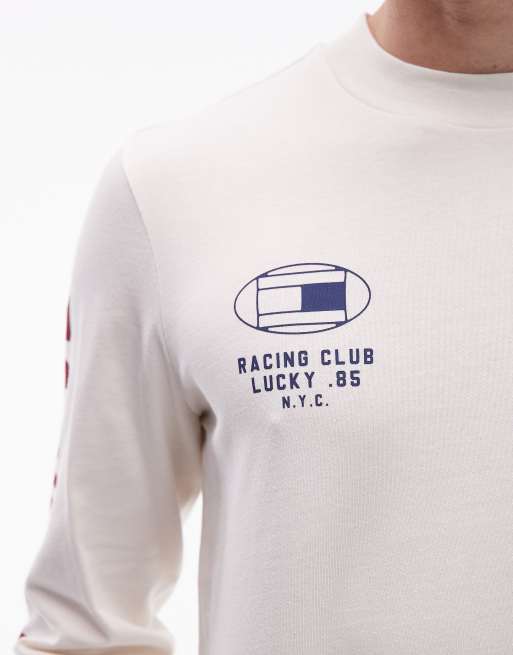 Tommy Hilfiger chest racing logo long sleeve t-shirt in white, 5 of 5