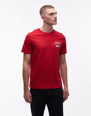 Tommy Hilfiger chest racing logo T-shirt in red-White
