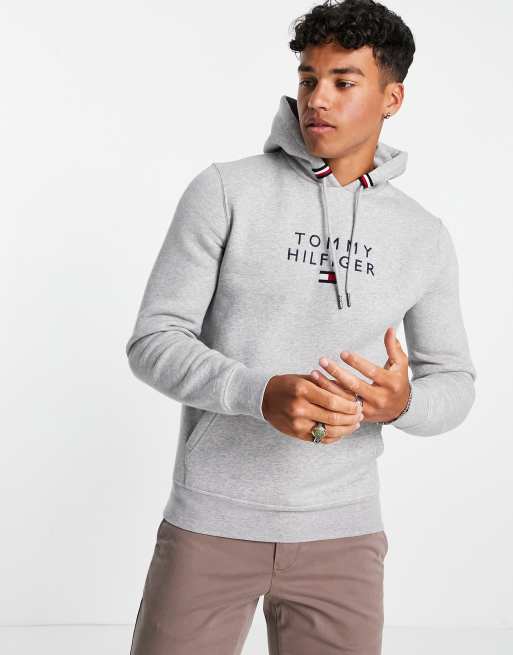 Tommy Hilfiger chest stacked hoodie in | logo flag heather ASOS gray medium