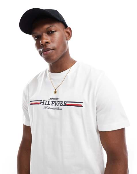 Tommy Hilfiger chest stripe t-shirt in white - view 1