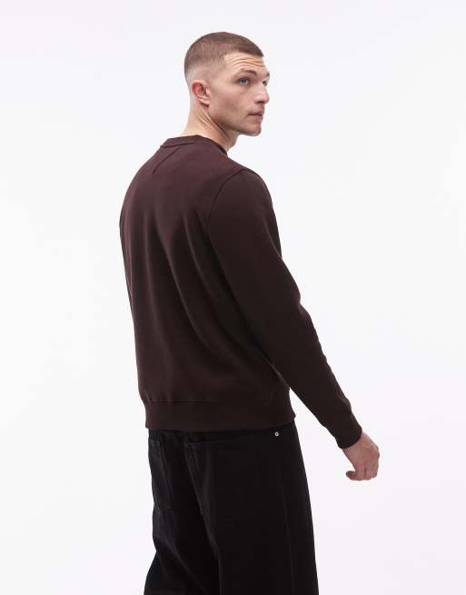 Tommy Hilfiger - Chokoladebrun sweatshirt med broderet flag og logo på brystet , 5 af 5