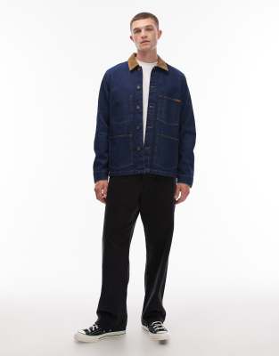 Tommy Hilfiger Chore Jacket With Contrast Collar In Blue
