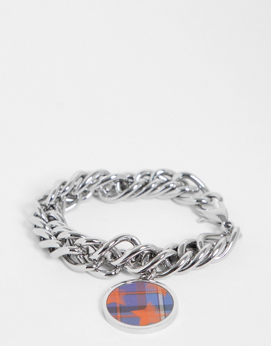 Tommy Hilfiger chunky chain bracelet with charm in silver
