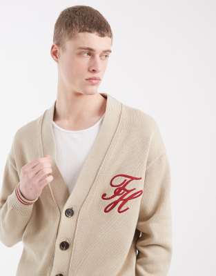 Tommy Hilfiger chunky knit cardigan in beige-Neutral