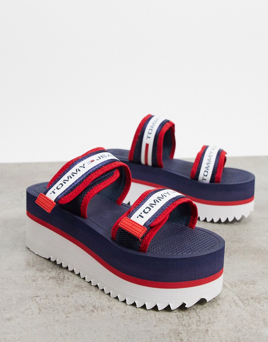 Tommy Hilfiger chunky tape flatforms in navy