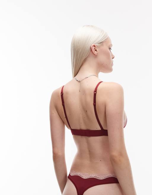 Tommy Hilfiger – Ciemnoczerwone stringi z koronkowym wykończeniem, 3 z 4