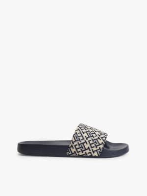 Claquettes de piscine à monogramme - Bleu foncé 40