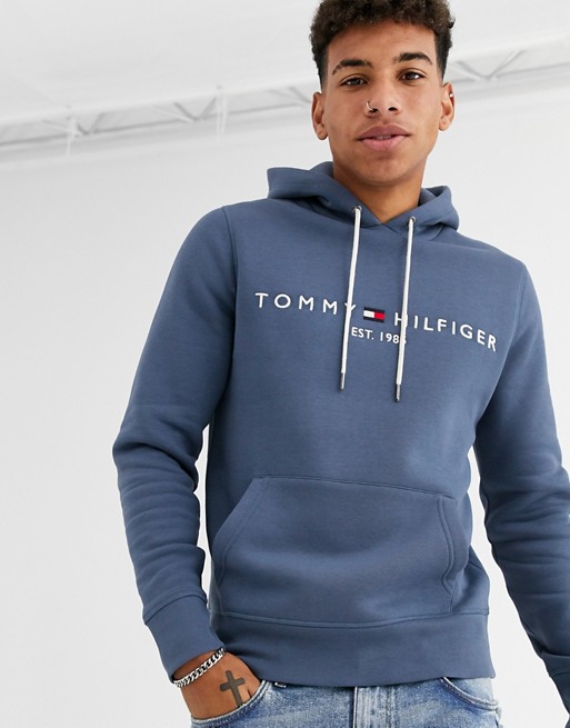 Tommy Hilfiger classic chest logo hoodie in blue