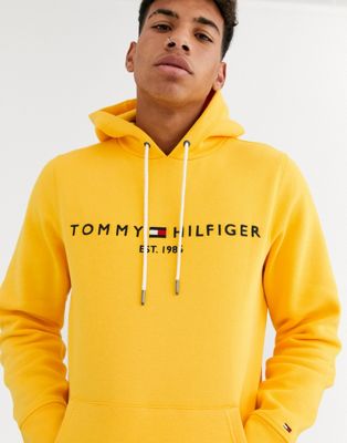 Tommy Hilfiger classic chest logo hoodie in yellow | ASOS